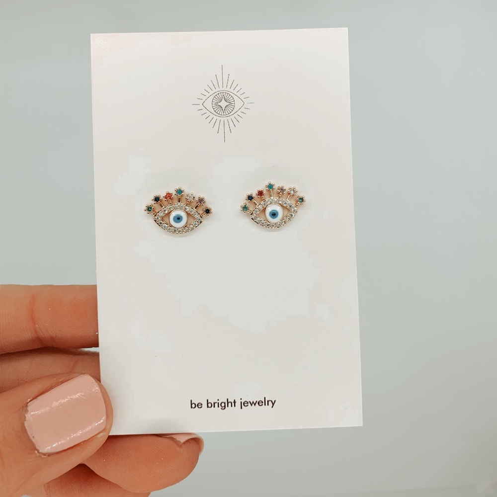 Evil eye stud earrings